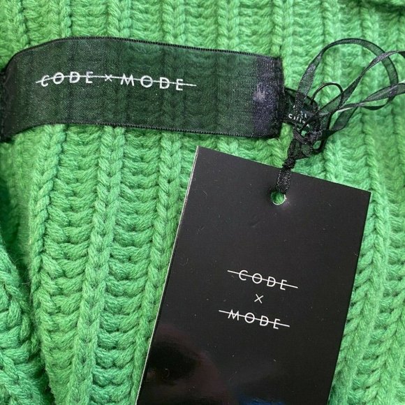 Code X Mode Cardigan Sweater S Chunky Knit Green Open Oversized New - Picture 7 of 12